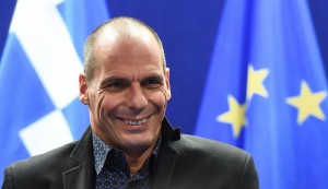 Greek Finance Minister Yanis Varoufakis gives a press conference on February 16, 2015 at the end of an Eurogroup finance ministers meeting at the European Council in Brussels. Eurozone ministers handed Greece an ultimatum to request an extension to its hated bailout program on February 16 after crunch talks collapsed, deepening a bitter stand-off that risks seeing Athens tumble out of the eurozone.  Eurogroup head Jeroen Dijsselbloem said Greece had the rest of the week to request an extension to the programme, which expires at the end of the month, challenging Athens to cave on a dearly held position.                AFP PHOTO / EMMANUEL DUNAND        (Photo credit should read EMMANUEL DUNAND/AFP/Getty Images)