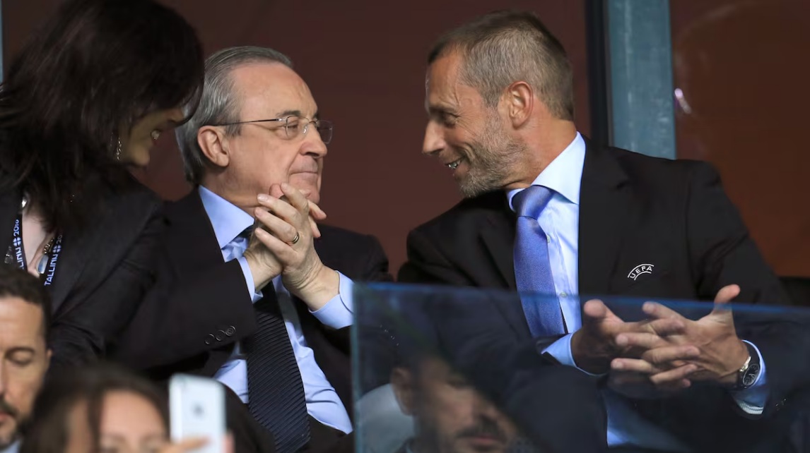 Real Bayern  bashkon  Ceferin dhe Perez  dyshja bën paqe publikisht në   Bernabeu 