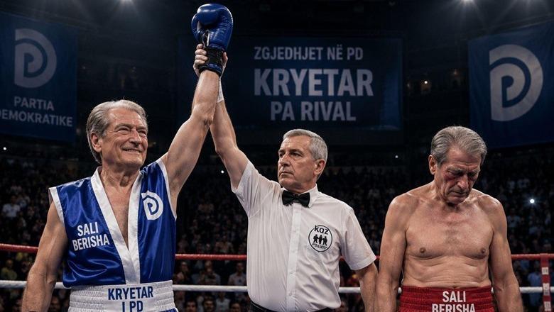 Balla ironizon  garën  në PD  publikon foton e Berishës duke u ndeshur me veten në ring