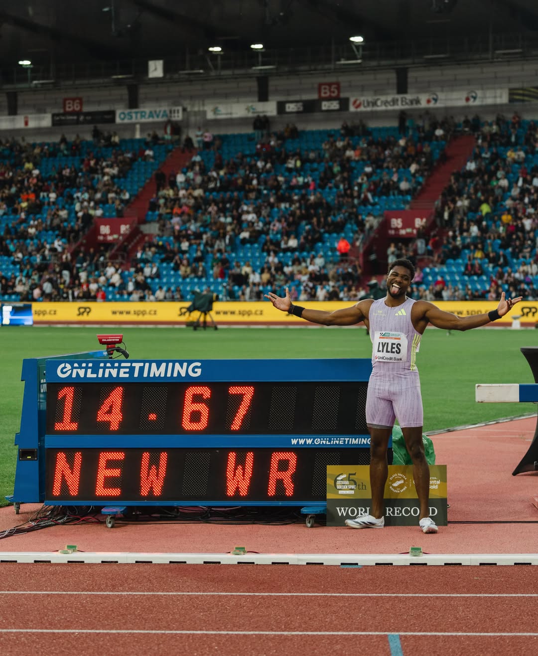 Atletikë  Noah Lyles mposht talentin Gout Gout duke vendosur rekord të ri botëror në 150M në Ostrava