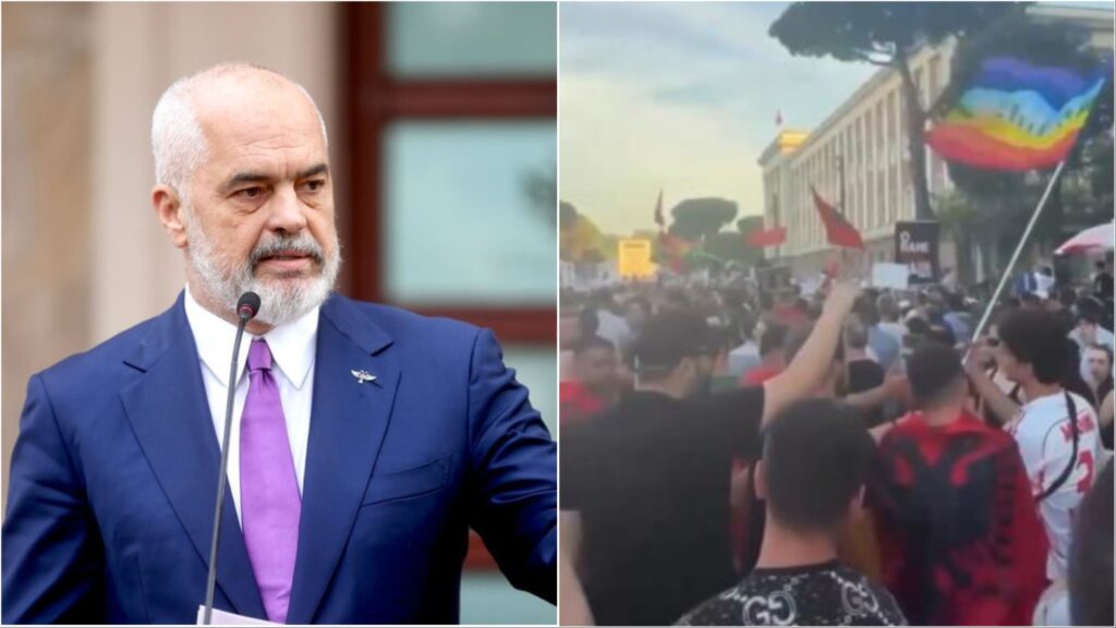 Rama publikon videon e incidentit me flamurin e LGBTQI në protestë  Kjo nuk është Shqipëria që po ndërtojmë