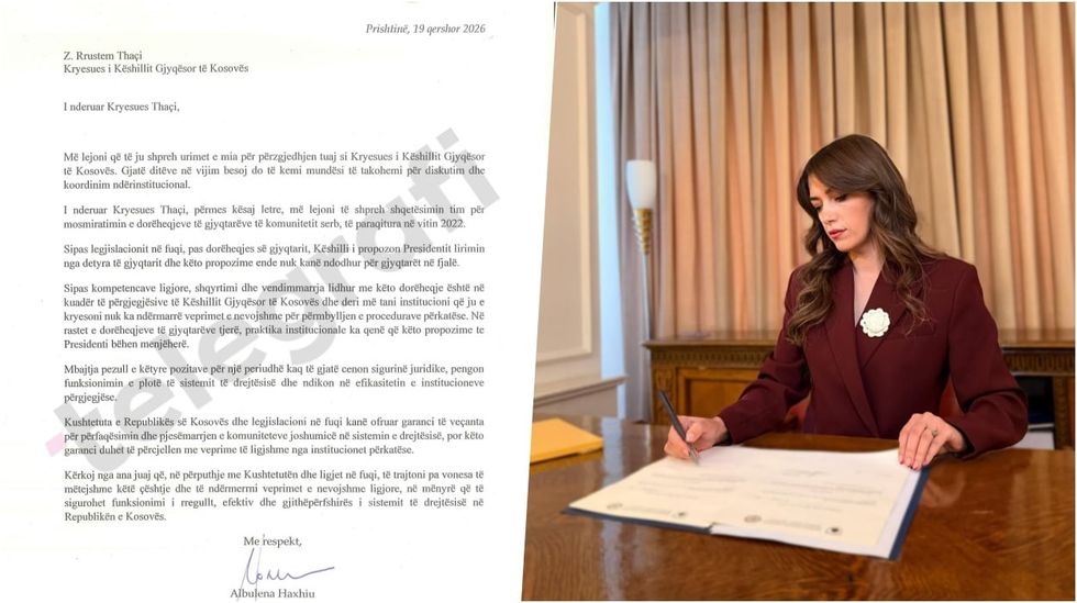 Letra e Haxhiut për KGJK në  Të trajtohen pa vonesa dorëheqjet e gjyqtarëve serbë të vitit 2022