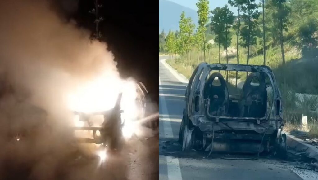 Përfshihet nga flakët makina në fshatin Dukat  shkrumbohet plotësisht  VIDEO 