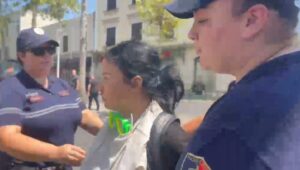 Protesta jashtë Parlamentit  shoqërohen 5 persona  Momenti kur policia merr protestuesen  VIDEO 