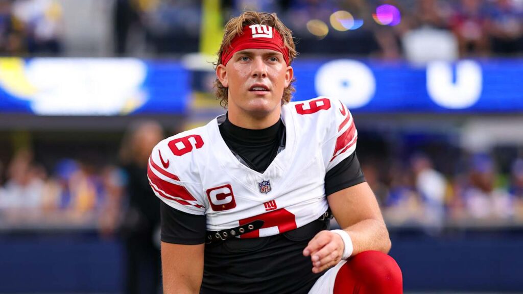 Një kuarterbek i Giants  Jaxson Dart  i dyshuar për t u rikthyer pas dëmtimit në gju ndaj Rams