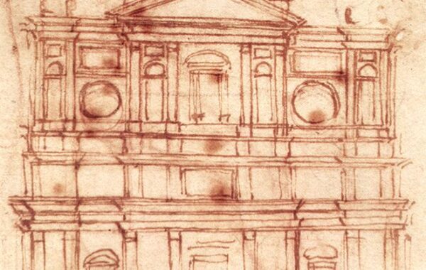 Vizatimi i Mikelanxhelos për fasadën e Bazilikës së San Lorenzos (Public Domain, Wikimedia Commons)