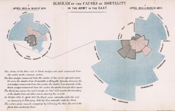Diagram of the Causes of Mortality in the Army in the East (1858), by Florence Nightingale