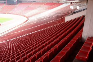 Tribunat pothuajse bosh të stadiumit Rajko Mitić në Beograd gjatë ndeshjes Serbi–Greqi