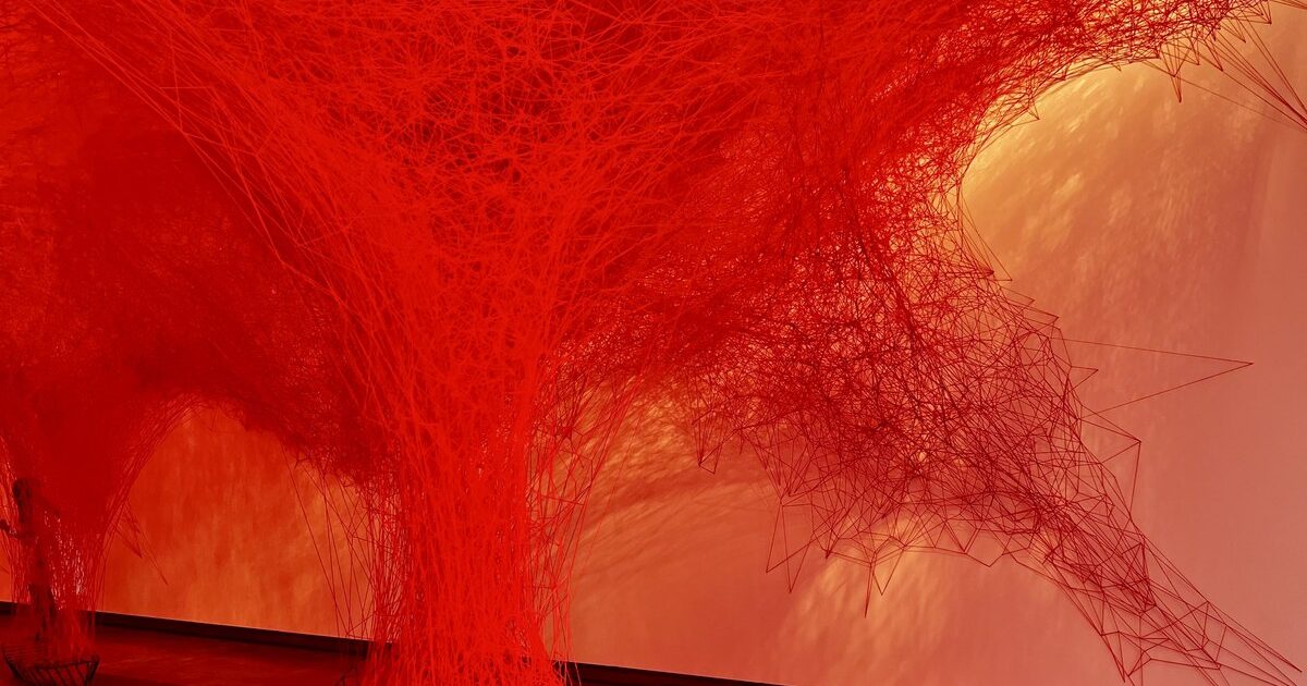 Instalacion me fije të kuqe i artistes Chiharu Shiota nga ekspozita "The Soul Trembles". Foto: Chris Olszewski, CC BY-SA 4.0