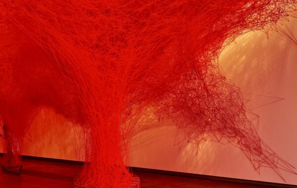 Instalacion me fije të kuqe i artistes Chiharu Shiota nga ekspozita "The Soul Trembles". Foto: Chris Olszewski, CC BY-SA 4.0