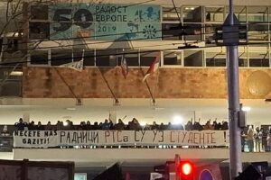 Punonjës të RTS-së shprehin mbështetjen për studentët protestues, Beograd, janar 2026