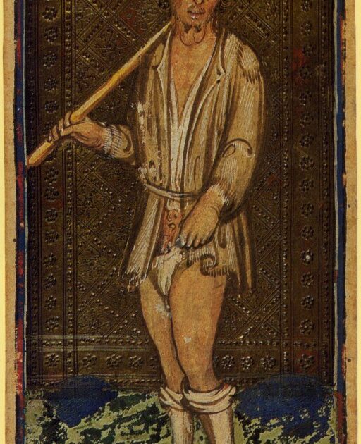 Karta 'The Fool' e kartës Visconti-Sforza, Bonifacio Bembo, rreth 1450