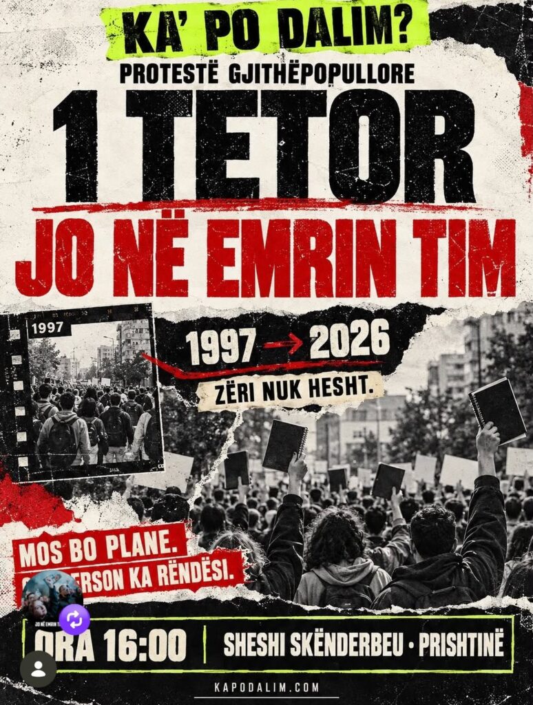  1997 2026   1 Tetori i protestave gjithëpopullore  Nesër mbahet marshi masiv  Jo në emrin tim  kundër Speciales