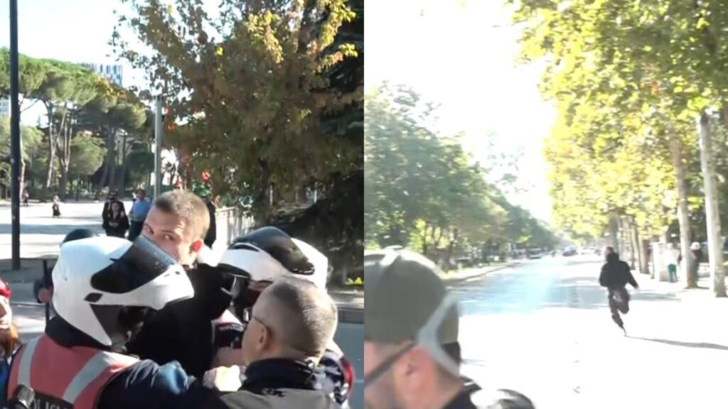 Momenti kur i riu i ikën policisë te Parku Rinia  VIDEO 