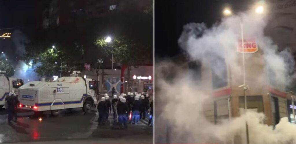 Tensione në Rrugën e Dibrës  policia ndërhyn me gaz lotsjellës dhe plumba gome