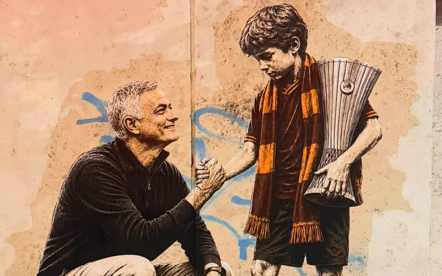 Roma  një murale e re për Mourinho n në prag të ndeshjes me Realin