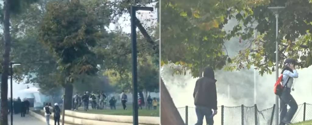 Policia ndjek protestuesit brenda Parkut Rinia  përdor gaz lotsjellës dhe plumba gome  VIDEO 