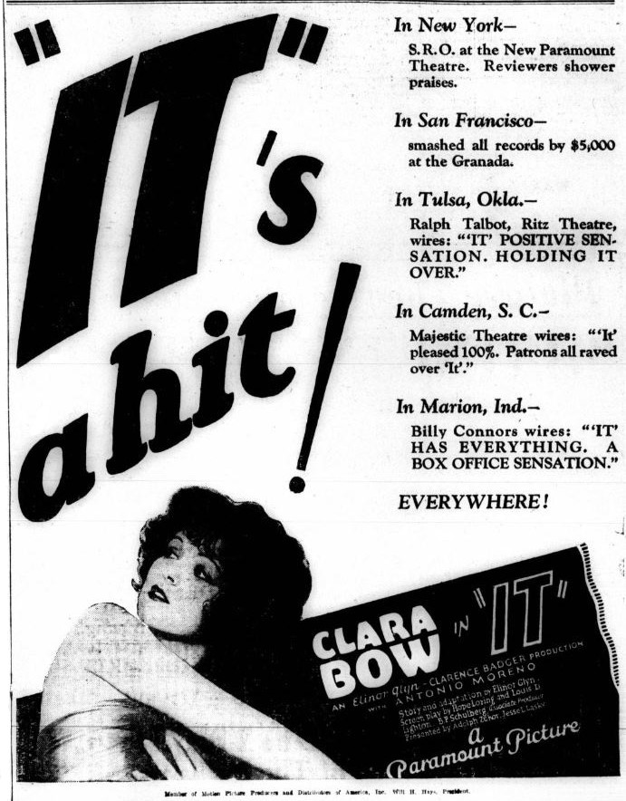 «It» i Clara Bow në krye të marrëveshjes Carlotta Artcraft  klasikët e restauruar të Hollywood it kthehen në kinematë franceze