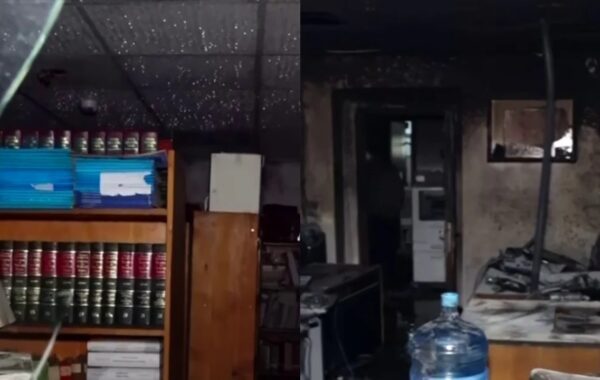 Pamje nga shkatërrimet pas protestës, Gjykata