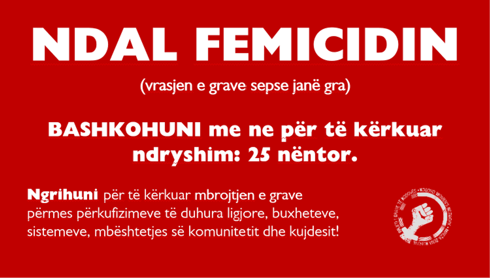 RrGK fton qytetarët në protestë më 25 nëntor kundër vrasjes së grave