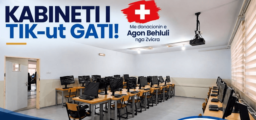 Mërgimtari nga Zvicra jep donacion  shkolla  Marin Barleti  në Gjilan bëhet me rrjet të kompjuterëve
