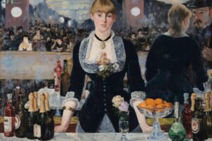 Édouard Manet, «A Bar at the Folies-Bergère», 1882 — kryevepra që Rebecca Ness e riinterpreton në «Inheritance» (Public Domain, Wikimedia Commons)
