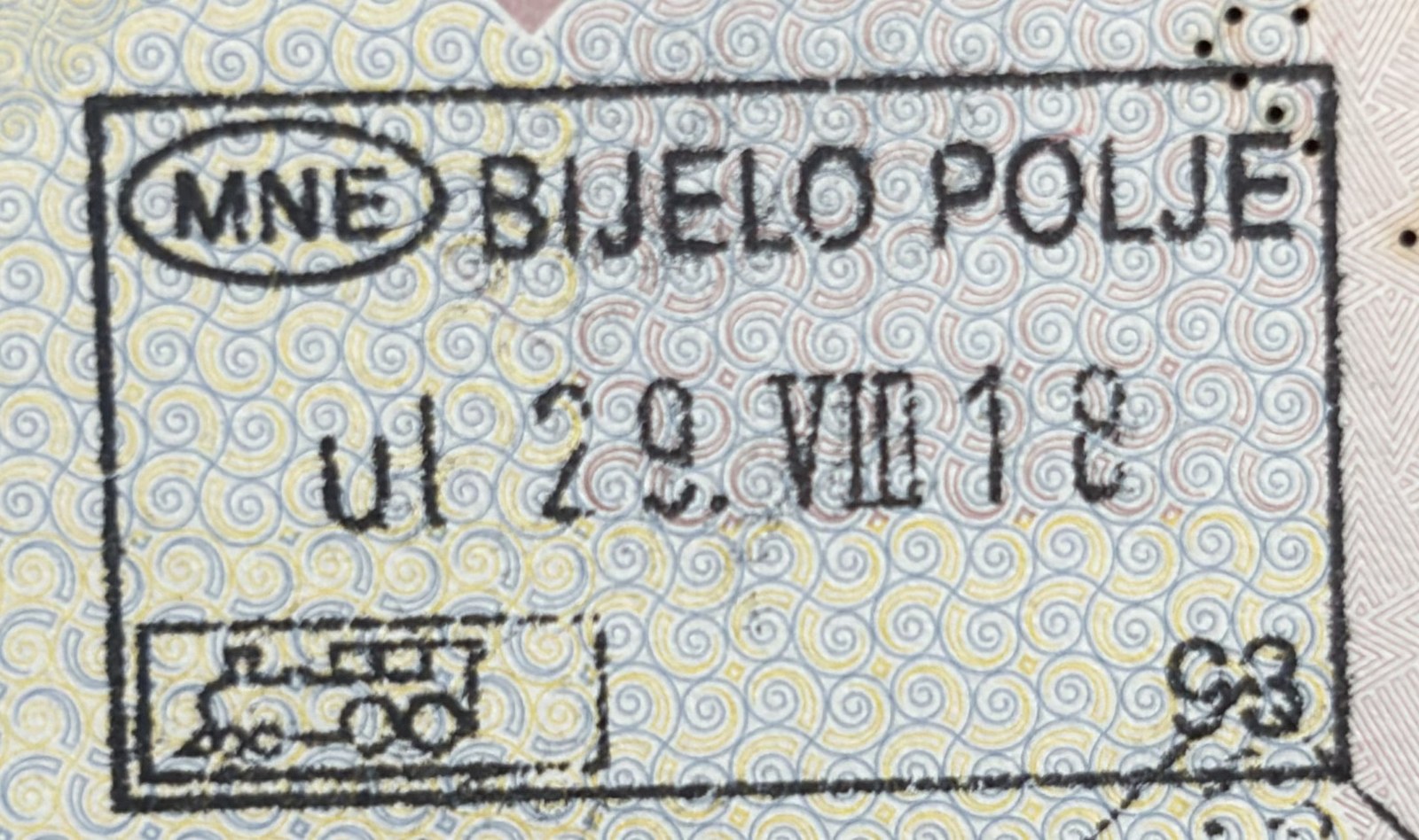 Vulë hyrjeje e Malit të Zi në pasaportë